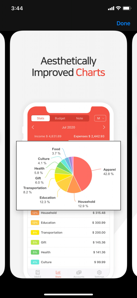 記帳App可以看到開支收入的分類